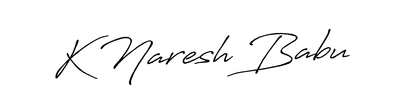 The best way (Antro_Vectra_Bolder) to make a short signature is to pick only two or three words in your name. The name K Naresh Babu include a total of six letters. For converting this name. K Naresh Babu signature style 7 images and pictures png