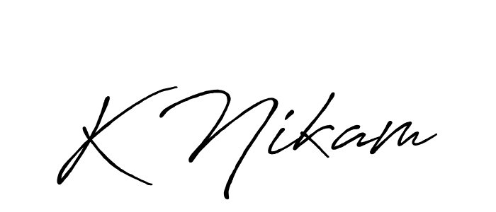 The best way (Antro_Vectra_Bolder) to make a short signature is to pick only two or three words in your name. The name K Nikam include a total of six letters. For converting this name. K Nikam signature style 7 images and pictures png