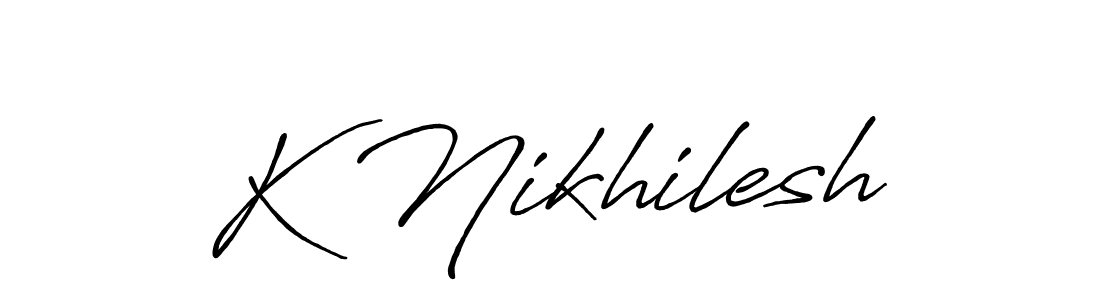 if you are searching for the best signature style for your name K Nikhilesh. so please give up your signature search. here we have designed multiple signature styles  using Antro_Vectra_Bolder. K Nikhilesh signature style 7 images and pictures png