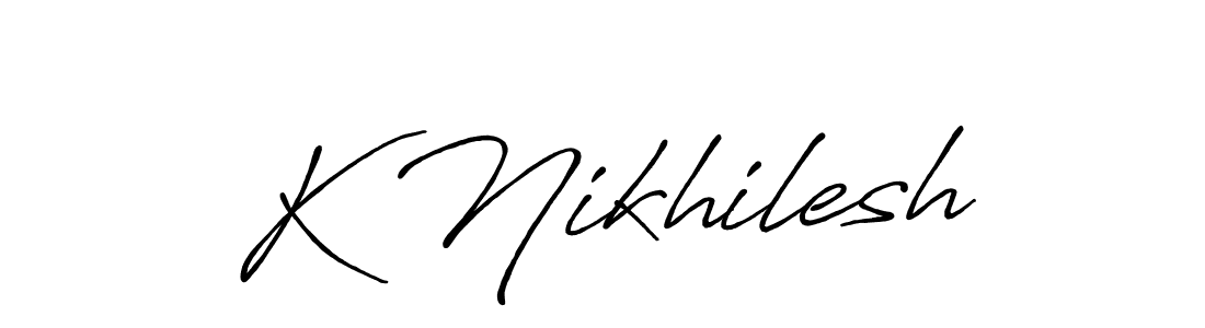 if you are searching for the best signature style for your name K Nikhilesh. so please give up your signature search. here we have designed multiple signature styles  using Antro_Vectra_Bolder. K Nikhilesh signature style 7 images and pictures png