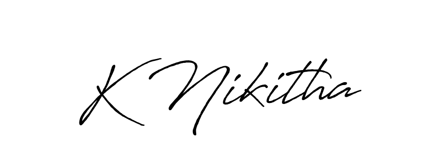 if you are searching for the best signature style for your name K Nikitha. so please give up your signature search. here we have designed multiple signature styles  using Antro_Vectra_Bolder. K Nikitha signature style 7 images and pictures png