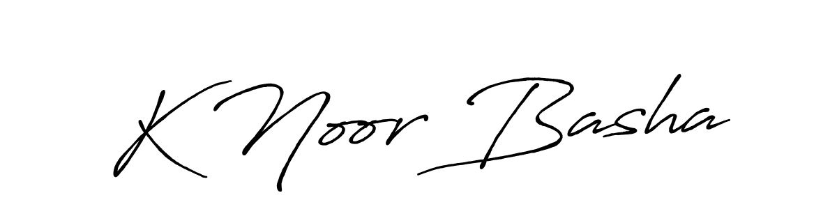 How to make K Noor Basha name signature. Use Antro_Vectra_Bolder style for creating short signs online. This is the latest handwritten sign. K Noor Basha signature style 7 images and pictures png