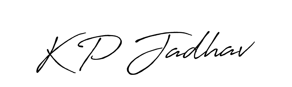 Create a beautiful signature design for name K P Jadhav. With this signature (Antro_Vectra_Bolder) fonts, you can make a handwritten signature for free. K P Jadhav signature style 7 images and pictures png