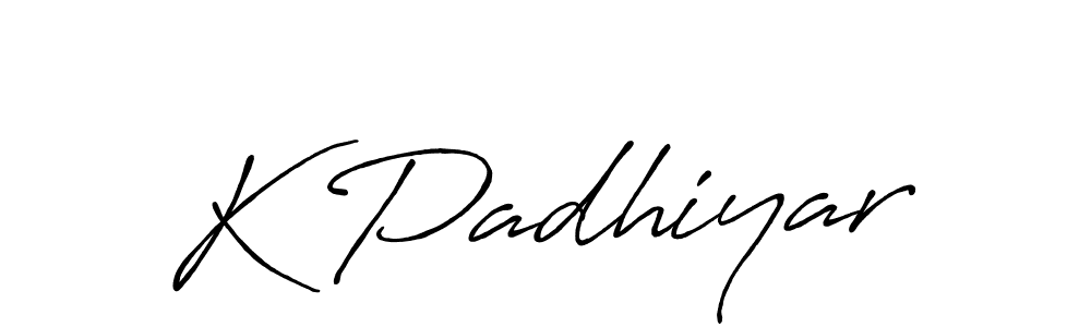 if you are searching for the best signature style for your name K Padhiyar. so please give up your signature search. here we have designed multiple signature styles  using Antro_Vectra_Bolder. K Padhiyar signature style 7 images and pictures png