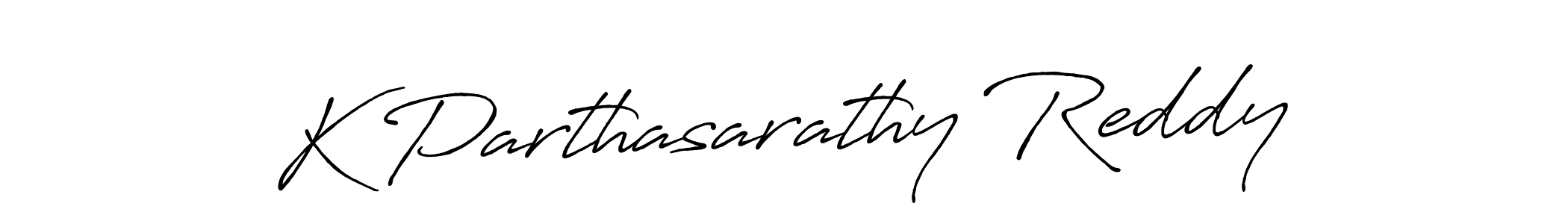 The best way (Antro_Vectra_Bolder) to make a short signature is to pick only two or three words in your name. The name K Parthasarathy Reddy include a total of six letters. For converting this name. K Parthasarathy Reddy signature style 7 images and pictures png