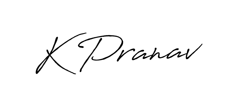 How to make K Pranav name signature. Use Antro_Vectra_Bolder style for creating short signs online. This is the latest handwritten sign. K Pranav signature style 7 images and pictures png