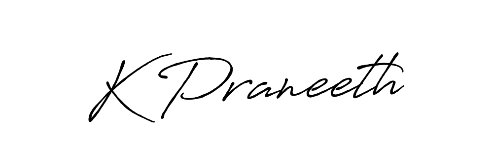 Use a signature maker to create a handwritten signature online. With this signature software, you can design (Antro_Vectra_Bolder) your own signature for name K Praneeth. K Praneeth signature style 7 images and pictures png