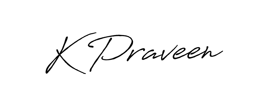 Use a signature maker to create a handwritten signature online. With this signature software, you can design (Antro_Vectra_Bolder) your own signature for name K Praveen. K Praveen signature style 7 images and pictures png