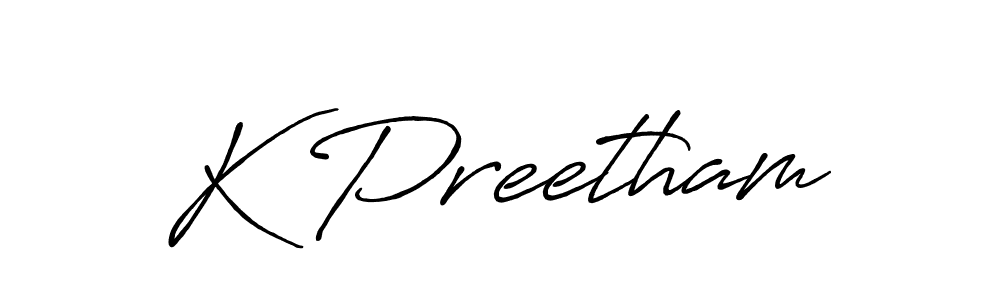 Use a signature maker to create a handwritten signature online. With this signature software, you can design (Antro_Vectra_Bolder) your own signature for name K Preetham. K Preetham signature style 7 images and pictures png