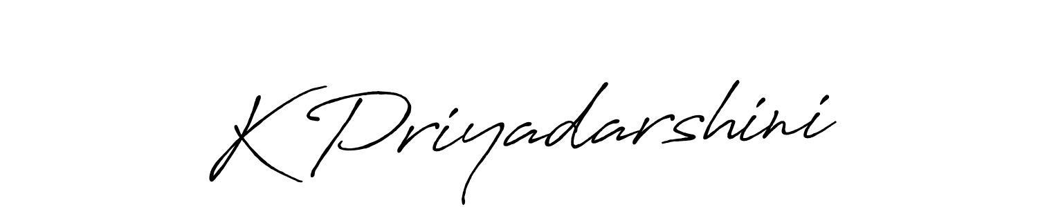 Make a beautiful signature design for name K Priyadarshini. With this signature (Antro_Vectra_Bolder) style, you can create a handwritten signature for free. K Priyadarshini signature style 7 images and pictures png