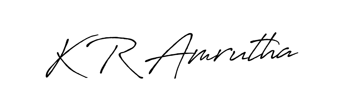 The best way (Antro_Vectra_Bolder) to make a short signature is to pick only two or three words in your name. The name K R Amrutha include a total of six letters. For converting this name. K R Amrutha signature style 7 images and pictures png
