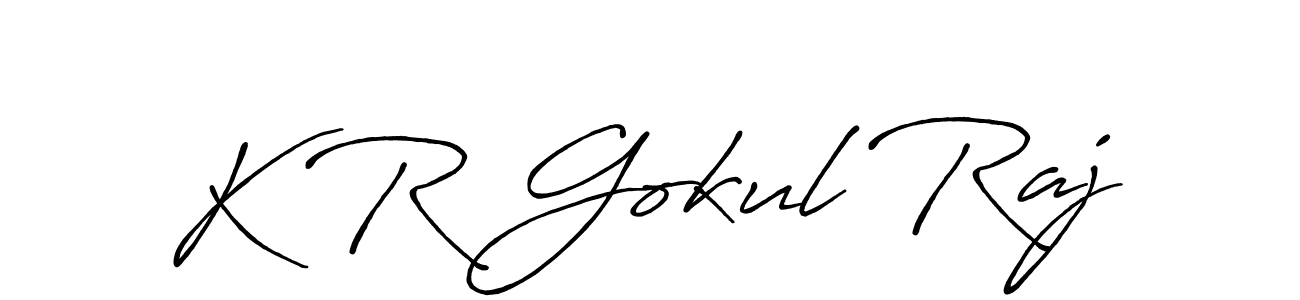 How to make K R Gokul Raj name signature. Use Antro_Vectra_Bolder style for creating short signs online. This is the latest handwritten sign. K R Gokul Raj signature style 7 images and pictures png