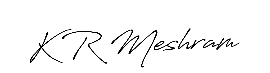 The best way (Antro_Vectra_Bolder) to make a short signature is to pick only two or three words in your name. The name K R Meshram include a total of six letters. For converting this name. K R Meshram signature style 7 images and pictures png
