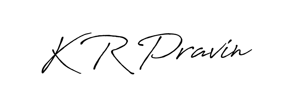 Make a beautiful signature design for name K R Pravin. With this signature (Antro_Vectra_Bolder) style, you can create a handwritten signature for free. K R Pravin signature style 7 images and pictures png