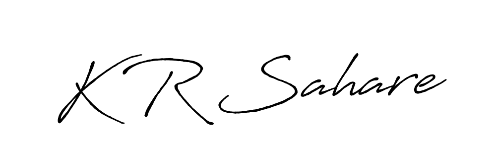The best way (Antro_Vectra_Bolder) to make a short signature is to pick only two or three words in your name. The name K R Sahare include a total of six letters. For converting this name. K R Sahare signature style 7 images and pictures png