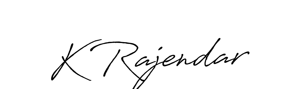 How to make K Rajendar name signature. Use Antro_Vectra_Bolder style for creating short signs online. This is the latest handwritten sign. K Rajendar signature style 7 images and pictures png