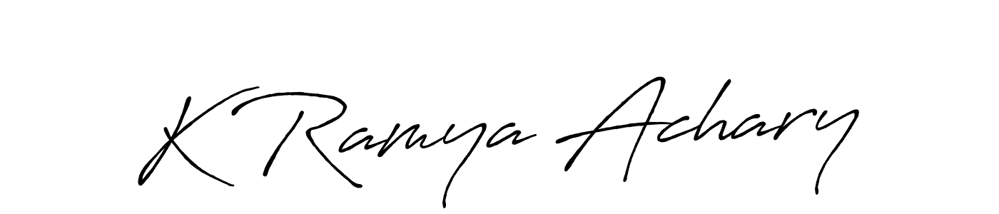 K Ramya Achary stylish signature style. Best Handwritten Sign (Antro_Vectra_Bolder) for my name. Handwritten Signature Collection Ideas for my name K Ramya Achary. K Ramya Achary signature style 7 images and pictures png