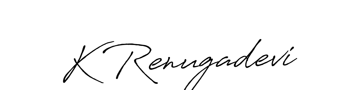 How to make K Renugadevi name signature. Use Antro_Vectra_Bolder style for creating short signs online. This is the latest handwritten sign. K Renugadevi signature style 7 images and pictures png