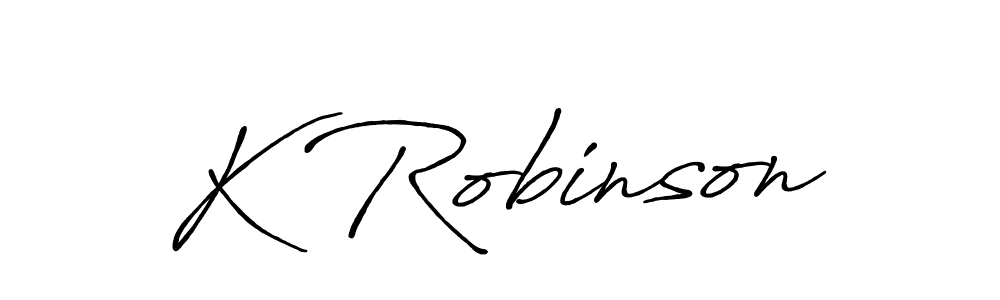 How to make K Robinson name signature. Use Antro_Vectra_Bolder style for creating short signs online. This is the latest handwritten sign. K Robinson signature style 7 images and pictures png