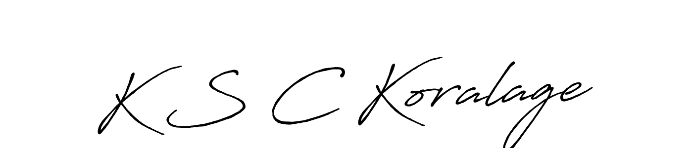 The best way (Antro_Vectra_Bolder) to make a short signature is to pick only two or three words in your name. The name K S C Koralage include a total of six letters. For converting this name. K S C Koralage signature style 7 images and pictures png