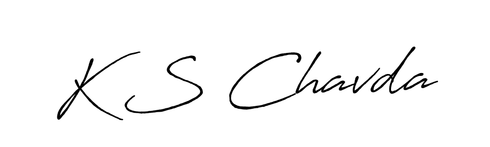 Make a beautiful signature design for name K S Chavda. With this signature (Antro_Vectra_Bolder) style, you can create a handwritten signature for free. K S Chavda signature style 7 images and pictures png