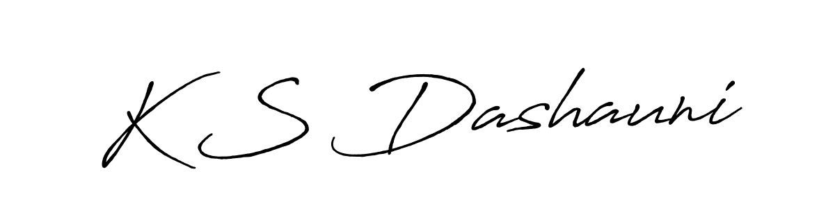 Create a beautiful signature design for name K S Dashauni. With this signature (Antro_Vectra_Bolder) fonts, you can make a handwritten signature for free. K S Dashauni signature style 7 images and pictures png