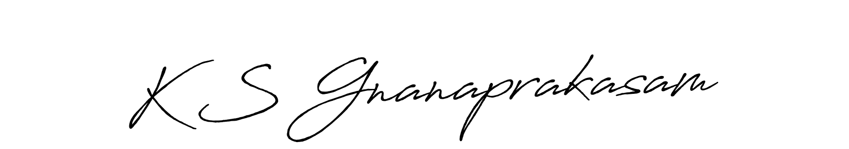 How to make K S Gnanaprakasam name signature. Use Antro_Vectra_Bolder style for creating short signs online. This is the latest handwritten sign. K S Gnanaprakasam signature style 7 images and pictures png