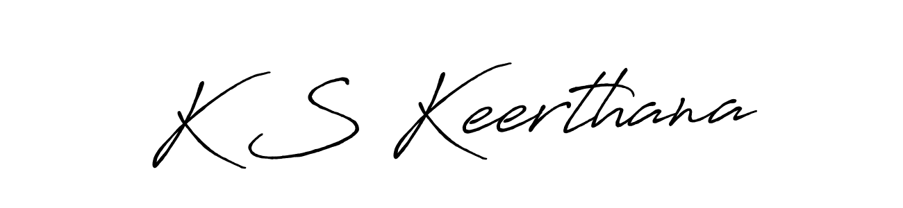 How to make K S Keerthana name signature. Use Antro_Vectra_Bolder style for creating short signs online. This is the latest handwritten sign. K S Keerthana signature style 7 images and pictures png