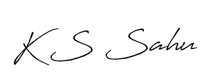 Make a beautiful signature design for name K S Sahu. With this signature (Antro_Vectra_Bolder) style, you can create a handwritten signature for free. K S Sahu signature style 7 images and pictures png