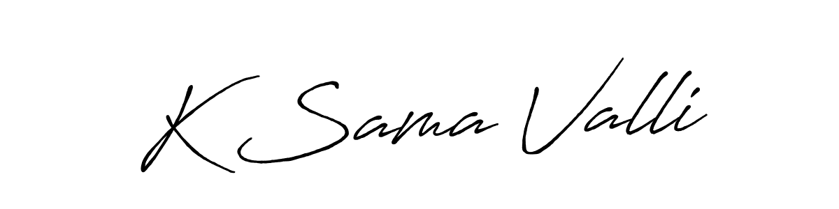 How to make K Sama Valli name signature. Use Antro_Vectra_Bolder style for creating short signs online. This is the latest handwritten sign. K Sama Valli signature style 7 images and pictures png