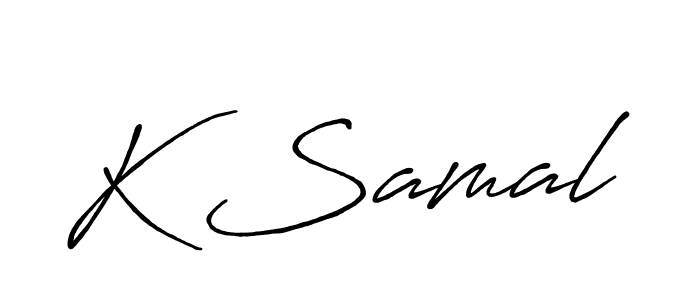 The best way (Antro_Vectra_Bolder) to make a short signature is to pick only two or three words in your name. The name K Samal include a total of six letters. For converting this name. K Samal signature style 7 images and pictures png