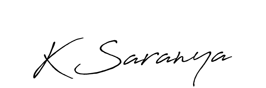 The best way (Antro_Vectra_Bolder) to make a short signature is to pick only two or three words in your name. The name K Saranya include a total of six letters. For converting this name. K Saranya signature style 7 images and pictures png