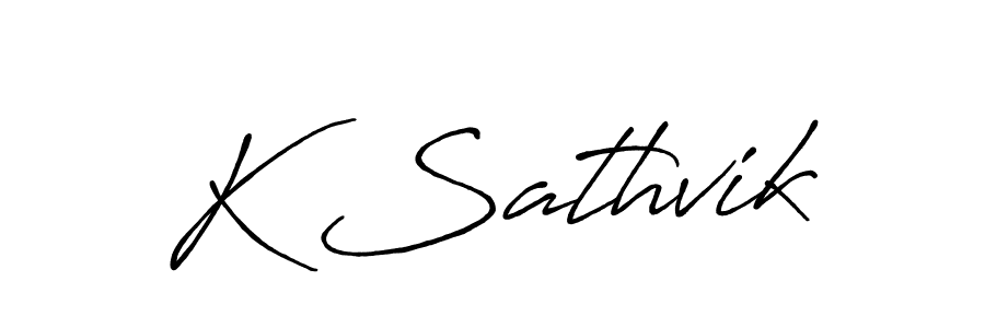 Use a signature maker to create a handwritten signature online. With this signature software, you can design (Antro_Vectra_Bolder) your own signature for name K Sathvik. K Sathvik signature style 7 images and pictures png
