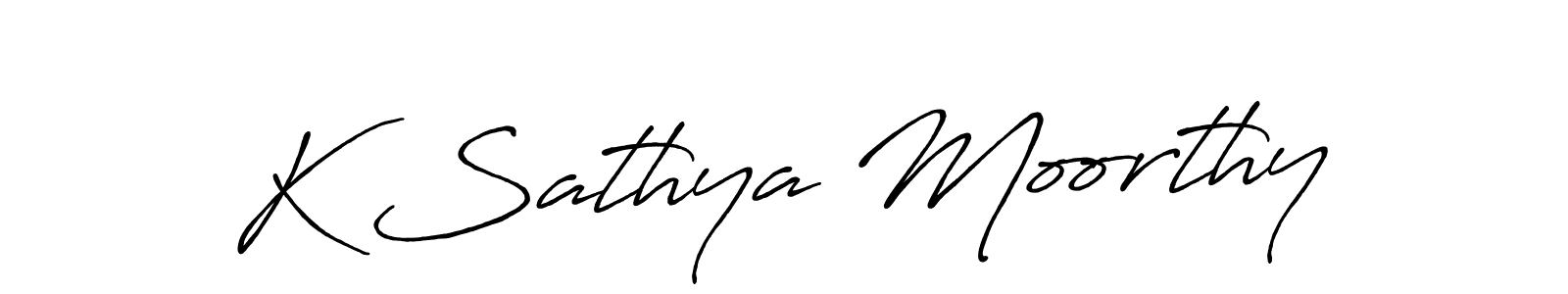 Make a beautiful signature design for name K Sathya Moorthy. With this signature (Antro_Vectra_Bolder) style, you can create a handwritten signature for free. K Sathya Moorthy signature style 7 images and pictures png