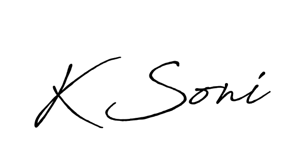 if you are searching for the best signature style for your name K Soni. so please give up your signature search. here we have designed multiple signature styles  using Antro_Vectra_Bolder. K Soni signature style 7 images and pictures png