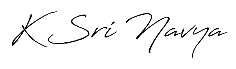 Quickly download K Sri Navya name signature in high-resolution PNG using Antro_Vectra_Bolder style. Ready to insert into PDFs and online applications. K Sri Navya signature style 7 images and pictures png