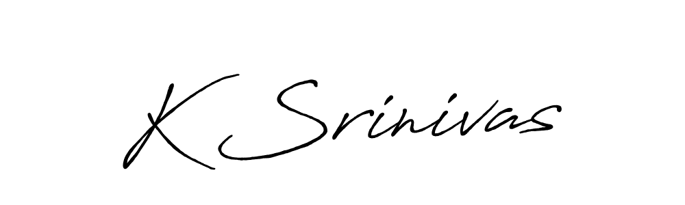 Create a beautiful signature design for name K Srinivas. With this signature (Antro_Vectra_Bolder) fonts, you can make a handwritten signature for free. K Srinivas signature style 7 images and pictures png