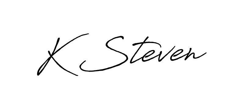 if you are searching for the best signature style for your name K Steven. so please give up your signature search. here we have designed multiple signature styles  using Antro_Vectra_Bolder. K Steven signature style 7 images and pictures png