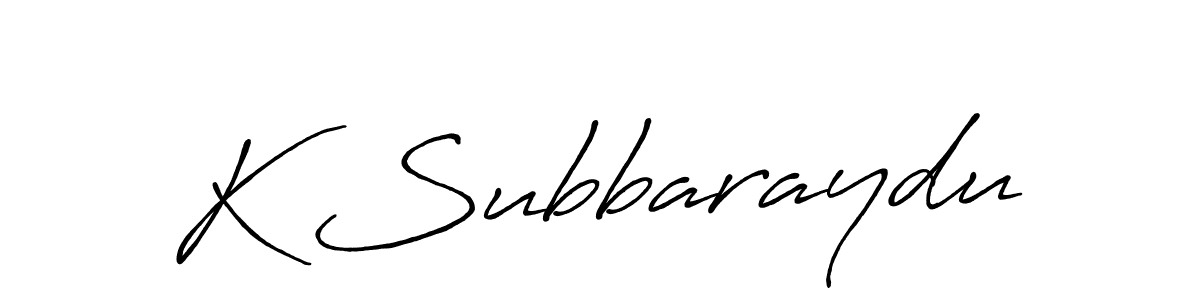 How to make K Subbaraydu signature? Antro_Vectra_Bolder is a professional autograph style. Create handwritten signature for K Subbaraydu name. K Subbaraydu signature style 7 images and pictures png