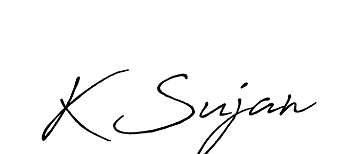 Make a beautiful signature design for name K Sujan. With this signature (Antro_Vectra_Bolder) style, you can create a handwritten signature for free. K Sujan signature style 7 images and pictures png