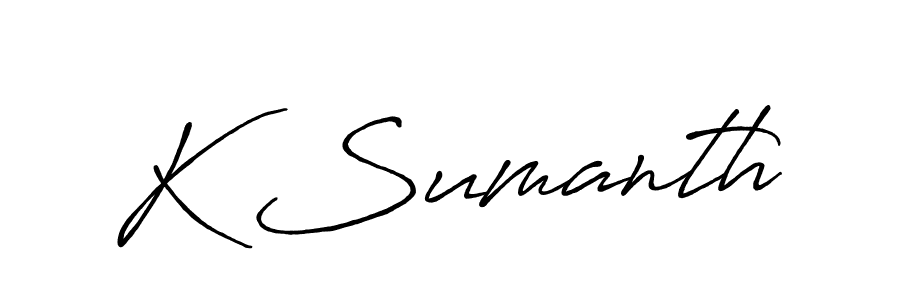 Design your own signature with our free online signature maker. With this signature software, you can create a handwritten (Antro_Vectra_Bolder) signature for name K Sumanth. K Sumanth signature style 7 images and pictures png