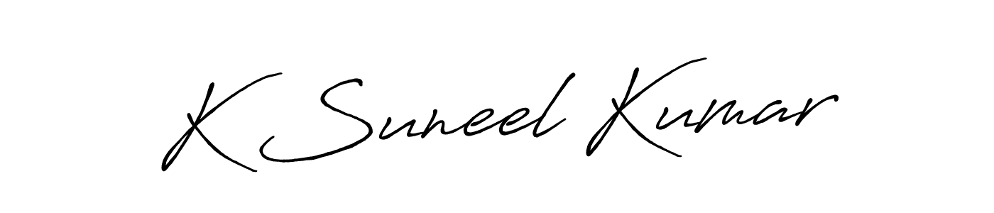 if you are searching for the best signature style for your name K Suneel Kumar. so please give up your signature search. here we have designed multiple signature styles  using Antro_Vectra_Bolder. K Suneel Kumar signature style 7 images and pictures png