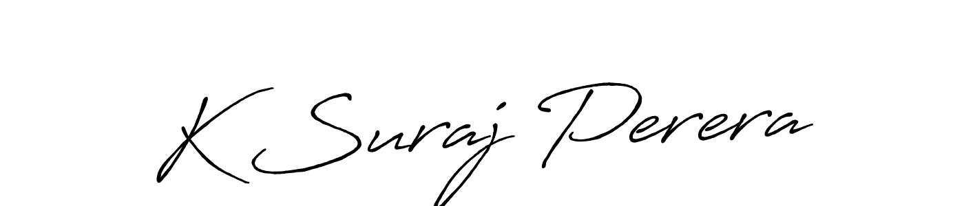 K Suraj Perera stylish signature style. Best Handwritten Sign (Antro_Vectra_Bolder) for my name. Handwritten Signature Collection Ideas for my name K Suraj Perera. K Suraj Perera signature style 7 images and pictures png