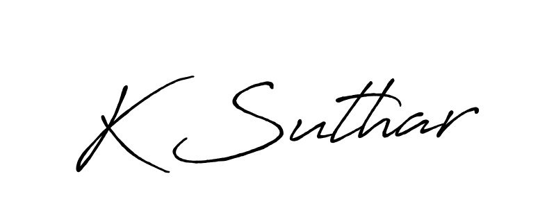 Make a beautiful signature design for name K Suthar. With this signature (Antro_Vectra_Bolder) style, you can create a handwritten signature for free. K Suthar signature style 7 images and pictures png