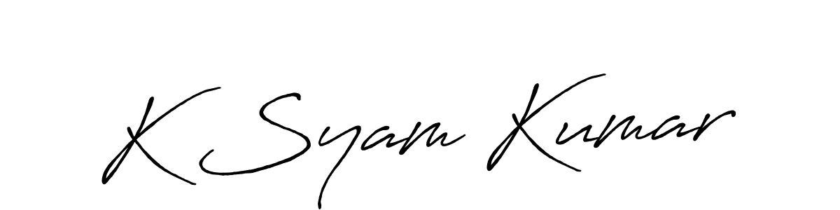 K Syam Kumar stylish signature style. Best Handwritten Sign (Antro_Vectra_Bolder) for my name. Handwritten Signature Collection Ideas for my name K Syam Kumar. K Syam Kumar signature style 7 images and pictures png