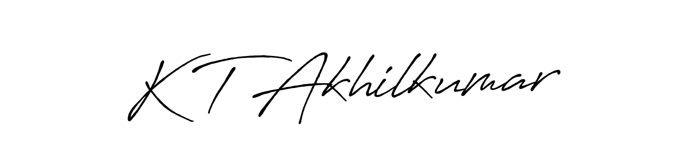 How to make K T Akhilkumar name signature. Use Antro_Vectra_Bolder style for creating short signs online. This is the latest handwritten sign. K T Akhilkumar signature style 7 images and pictures png