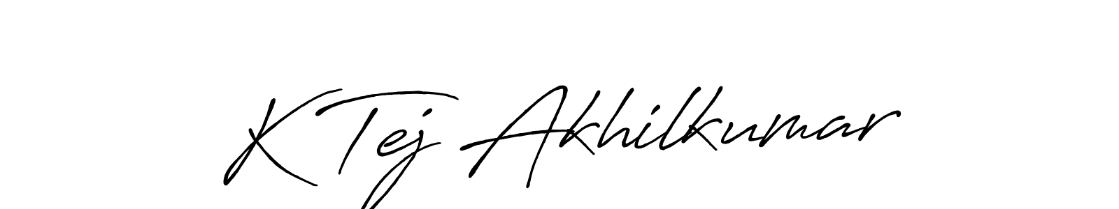 if you are searching for the best signature style for your name K Tej Akhilkumar. so please give up your signature search. here we have designed multiple signature styles  using Antro_Vectra_Bolder. K Tej Akhilkumar signature style 7 images and pictures png