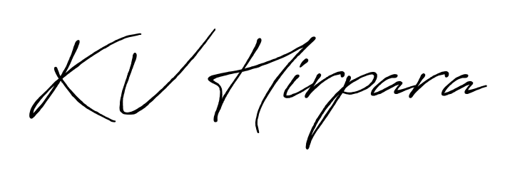Designed for modern professionals: K V Hirpara name signature crafted with Antro_Vectra_Bolder script. Ready for digital PDF workflows. K V Hirpara signature style 7 images and pictures png