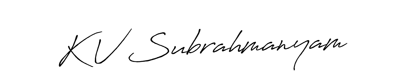 How to make K V Subrahmanyam name signature. Use Antro_Vectra_Bolder style for creating short signs online. This is the latest handwritten sign. K V Subrahmanyam signature style 7 images and pictures png