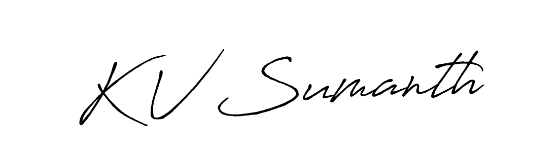 Create a beautiful signature design for name K V Sumanth. With this signature (Antro_Vectra_Bolder) fonts, you can make a handwritten signature for free. K V Sumanth signature style 7 images and pictures png